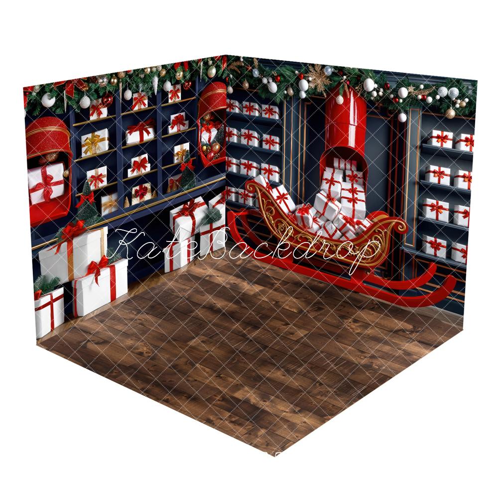 Kate Christmas Indoor Gift Store Room Set(8ftx8ft&10ftx8ft&8ftx10ft) - Kate Backdrop AU