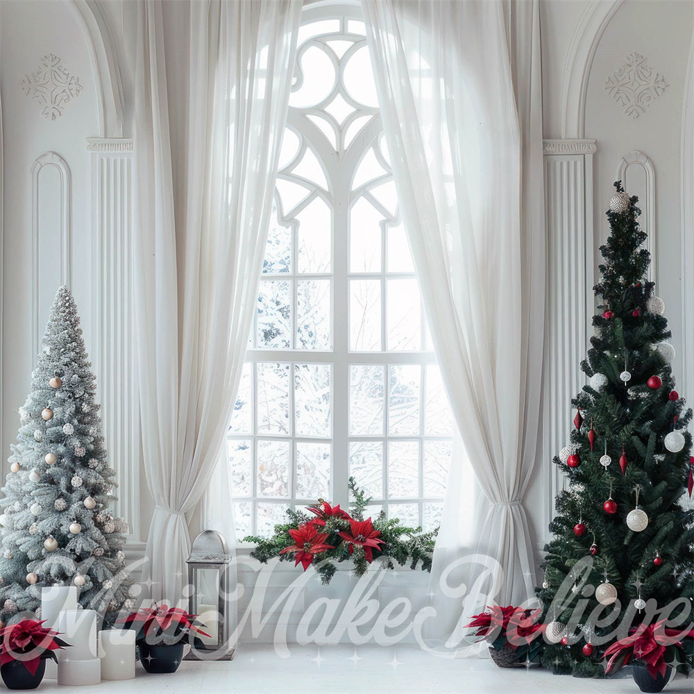 Kate Poinsettia Window Room Backdrop Designed by Mini MakeBelieve - Kate Backdrop AU