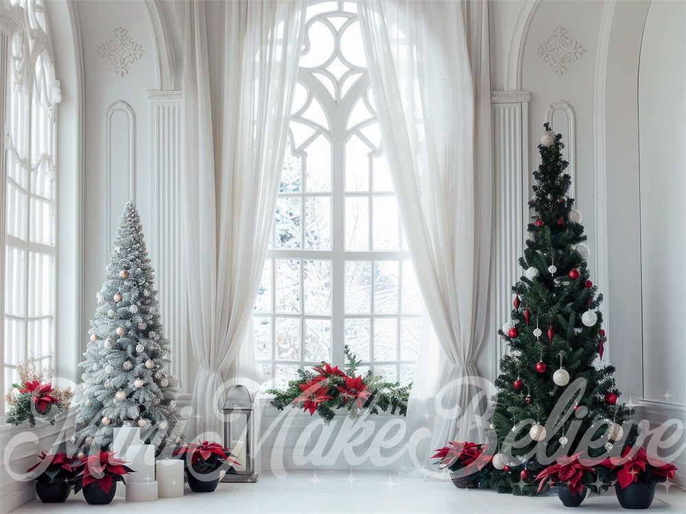 Kate Poinsettia Window Room Backdrop Designed by Mini MakeBelieve - Kate Backdrop AU