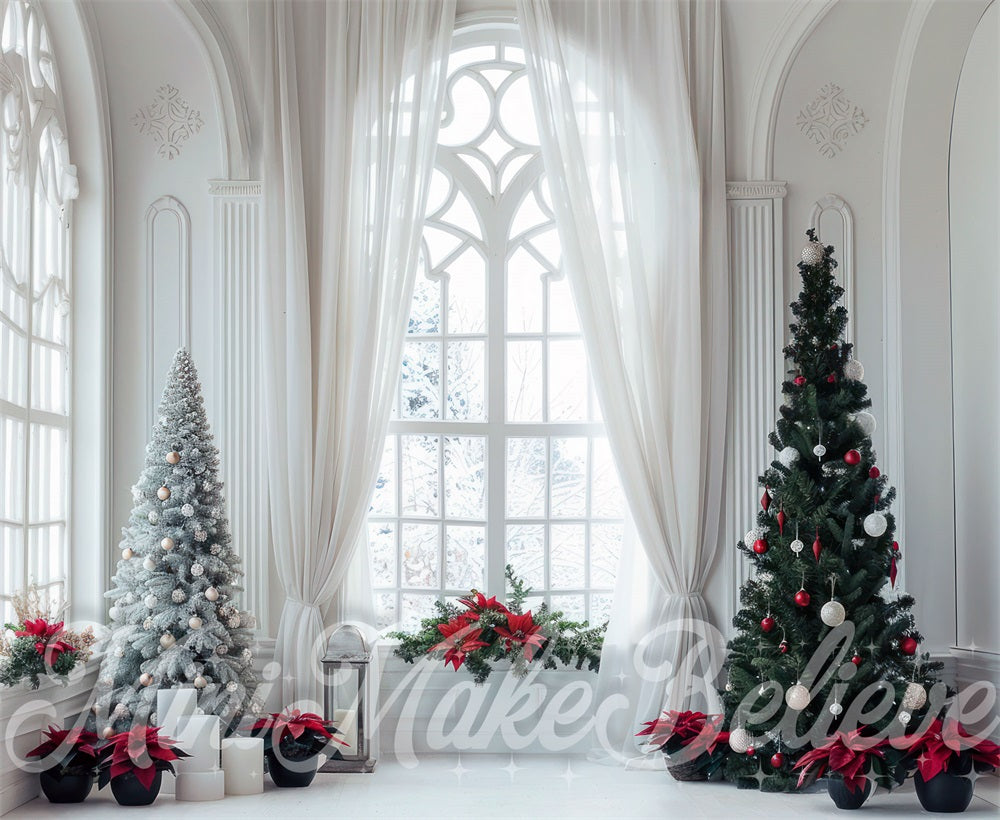 Kate Poinsettia Window Room Backdrop Designed by Mini MakeBelieve - Kate Backdrop AU
