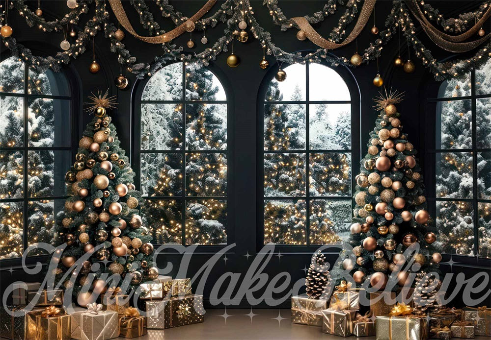 Kate Christmas Black Room Windows Backdrop Designed by Mini MakeBelieve - Kate Backdrop AU