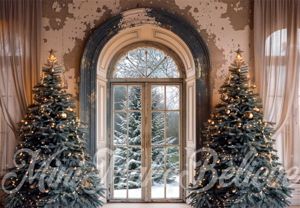 Kate Christmas White Retro Arched Door Backdrop Designed by Mini MakeBelieve - Kate Backdrop AU