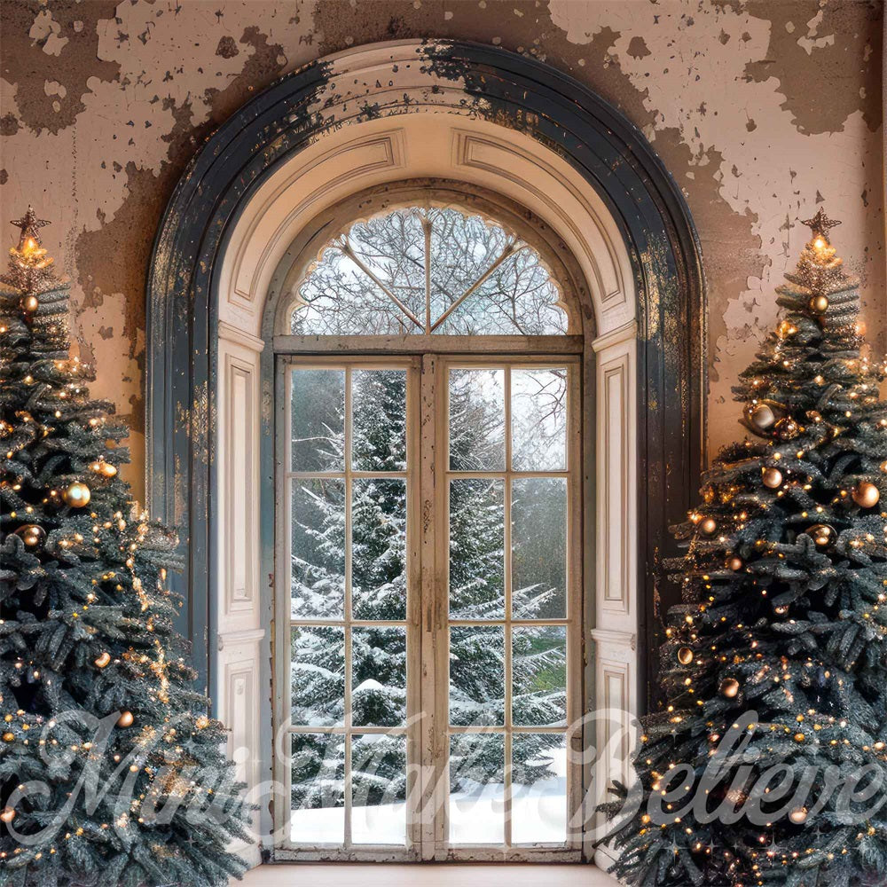 Kate Christmas White Retro Arched Door Backdrop Designed by Mini MakeBelieve - Kate Backdrop AU