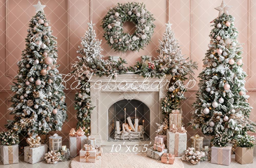 Kate Christmas Tree Fireplace Gift Wall Backdrop Designed by Emetselch - Kate Backdrop AU