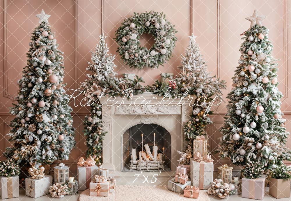 Kate Christmas Tree Fireplace Gift Wall Backdrop Designed by Emetselch - Kate Backdrop AU