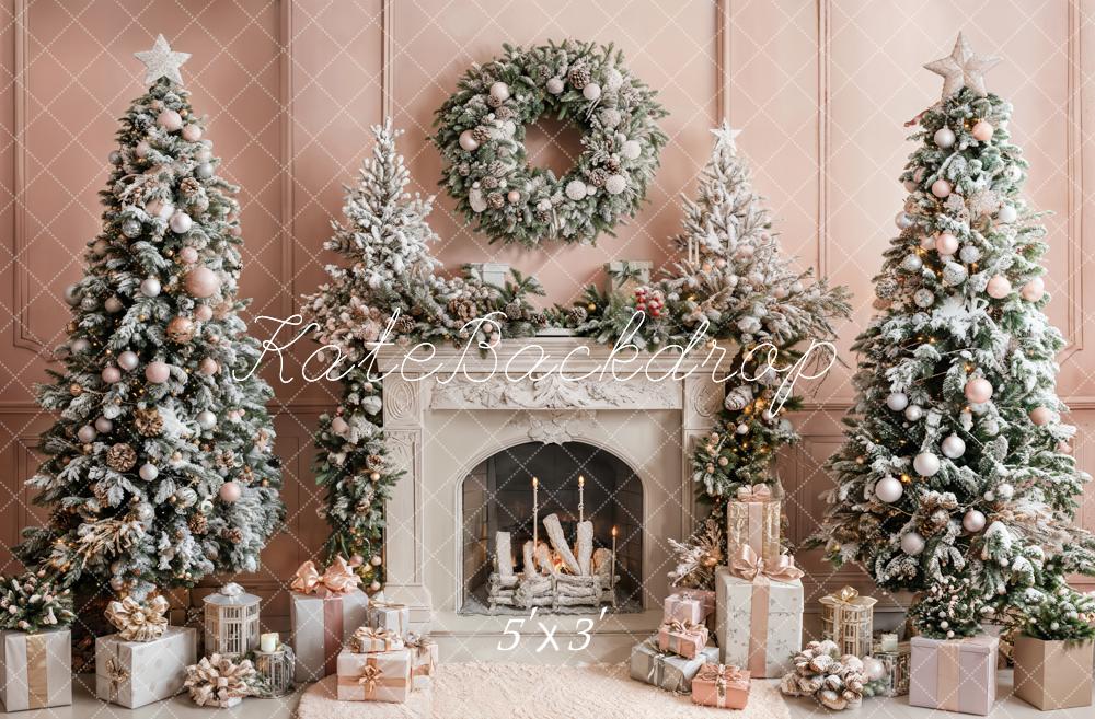 Kate Christmas Tree Fireplace Gift Wall Backdrop Designed by Emetselch - Kate Backdrop AU