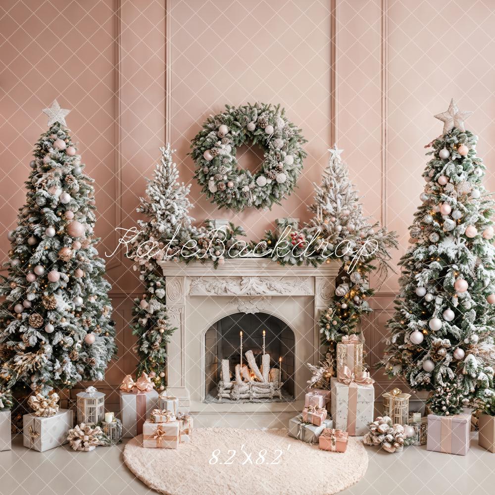 Kate Christmas Tree Fireplace Gift Wall Backdrop Designed by Emetselch - Kate Backdrop AU
