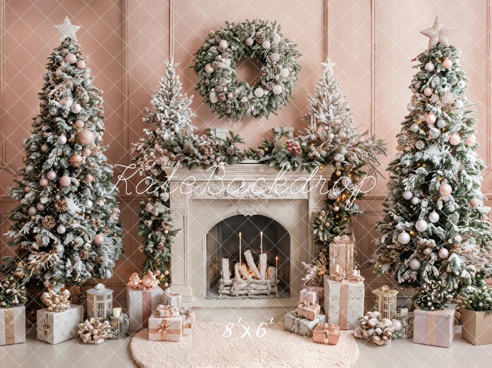 Kate Christmas Tree Fireplace Gift Wall Backdrop Designed by Emetselch - Kate Backdrop AU