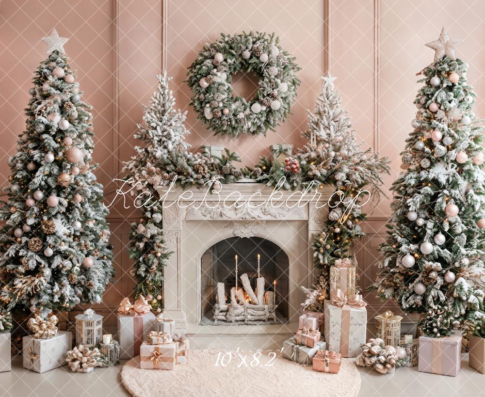 Kate Christmas Tree Fireplace Gift Wall Backdrop Designed by Emetselch - Kate Backdrop AU