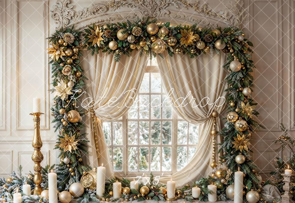 Kate Christmas Vintage White Candle Window Backdrop Designed by Emetselch