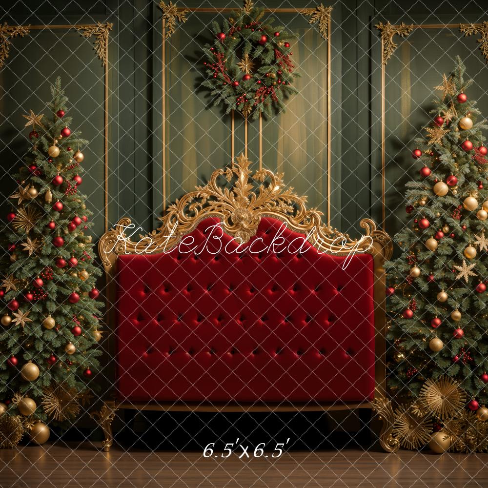 Kate Christmas Tree Red Headboard Backdrop Designed by Emetselch - Kate Backdrop AU