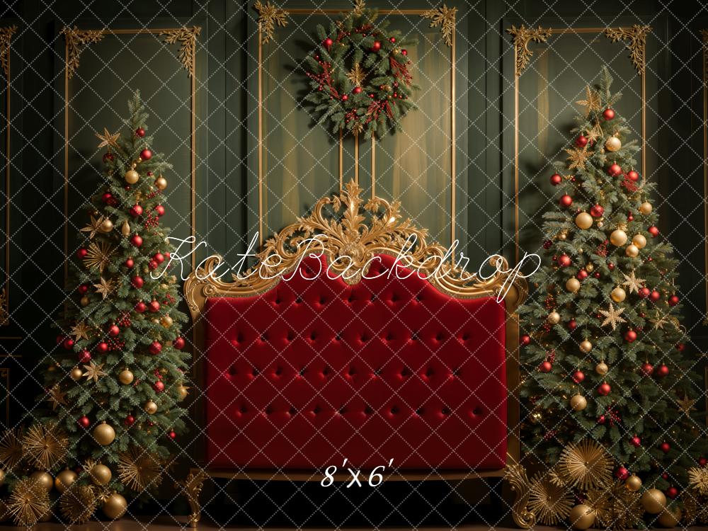 Kate Christmas Tree Red Headboard Backdrop Designed by Emetselch - Kate Backdrop AU