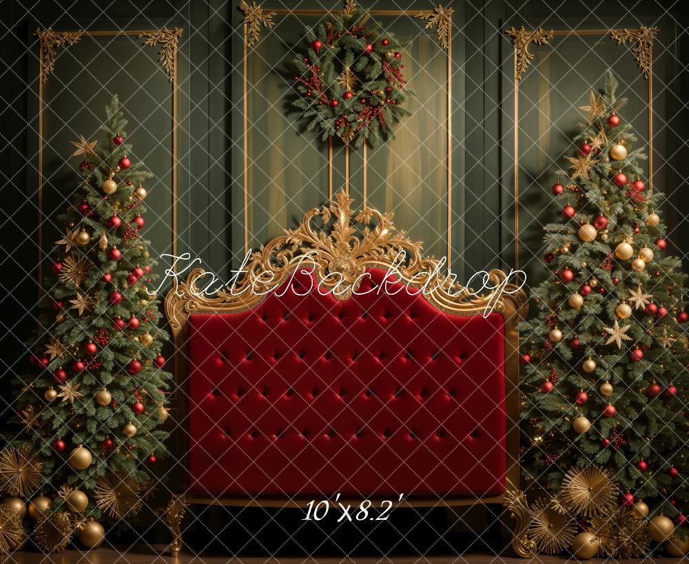 Kate Christmas Tree Red Headboard Backdrop Designed by Emetselch - Kate Backdrop AU