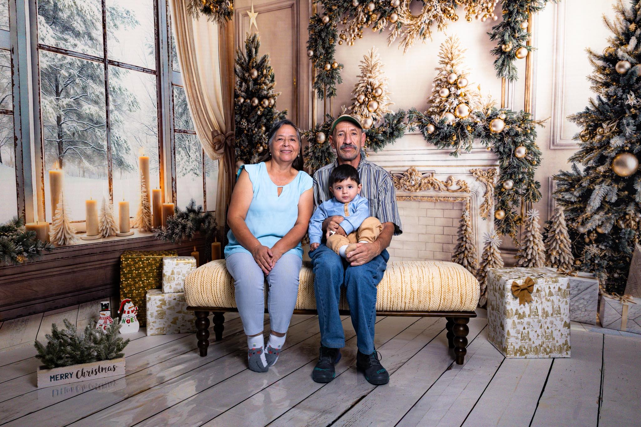 Kate Fireplace Decoration Winter Snow Scene Window Room Set(8ftx8ft&10ftx8ft&8ftx10ft)