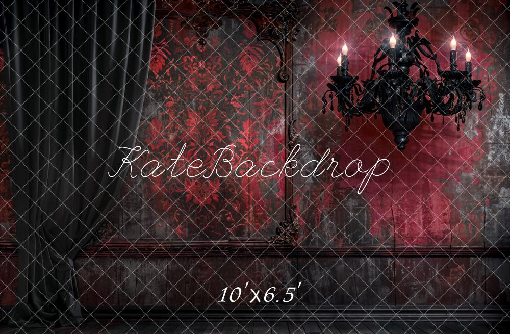 Kate Retro Wall Backdrop Halloween Dark Black Curtains Red Designed by Emetselch - Kate Backdrop AU