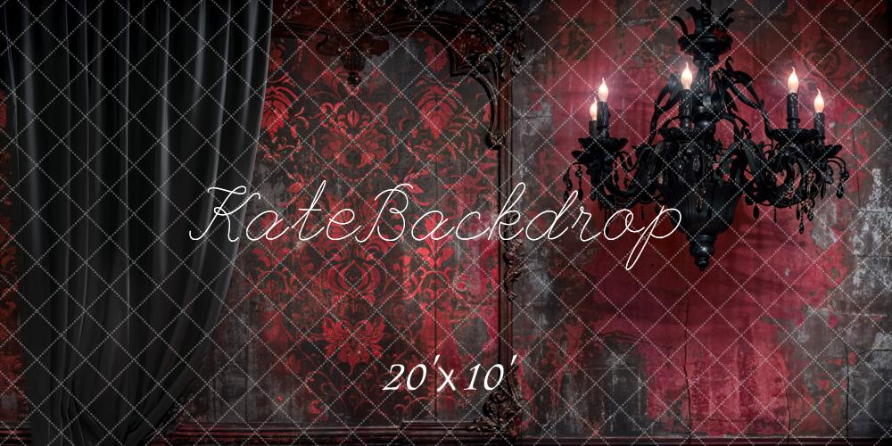 Kate Retro Wall Backdrop Halloween Dark Black Curtains Red Designed by Emetselch - Kate Backdrop AU