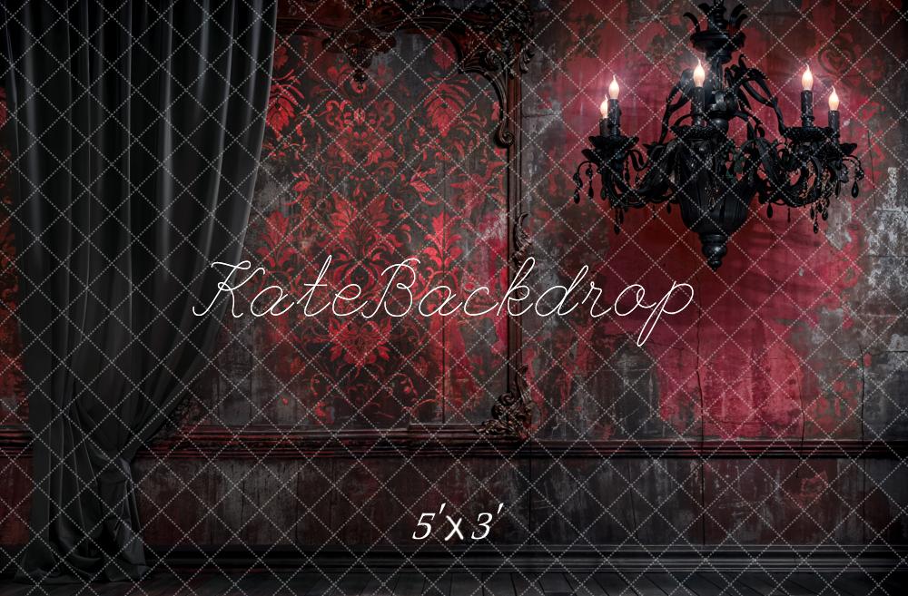 Kate Retro Wall Backdrop Halloween Dark Black Curtains Red Designed by Emetselch - Kate Backdrop AU