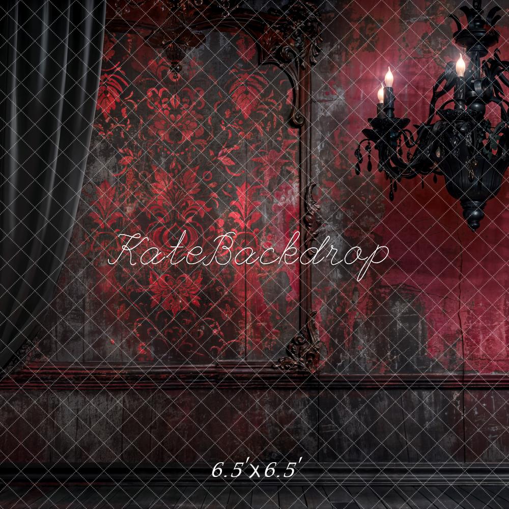 Kate Retro Wall Backdrop Halloween Dark Black Curtains Red Designed by Emetselch - Kate Backdrop AU