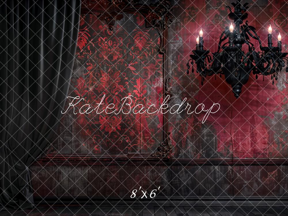Kate Retro Wall Backdrop Halloween Dark Black Curtains Red Designed by Emetselch - Kate Backdrop AU