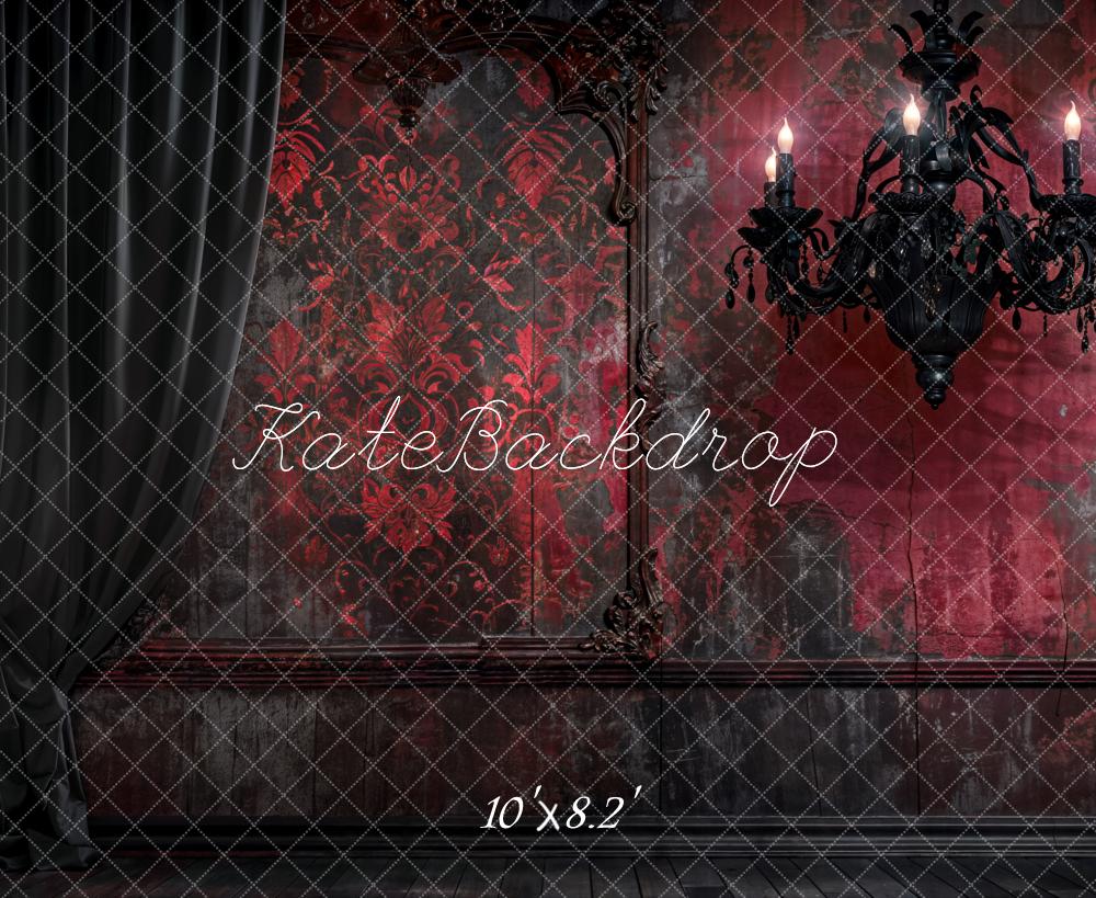Kate Retro Wall Backdrop Halloween Dark Black Curtains Red Designed by Emetselch - Kate Backdrop AU