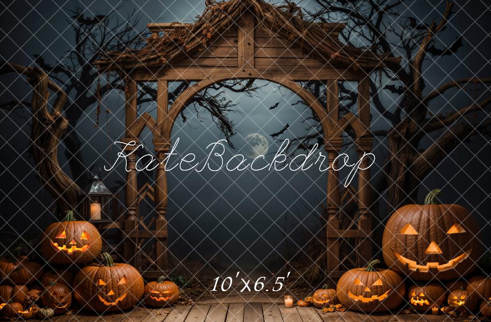 Kate Halloween Dark Pumpkin Arch Backdrop Designed by Emetselch - Kate Backdrop AU