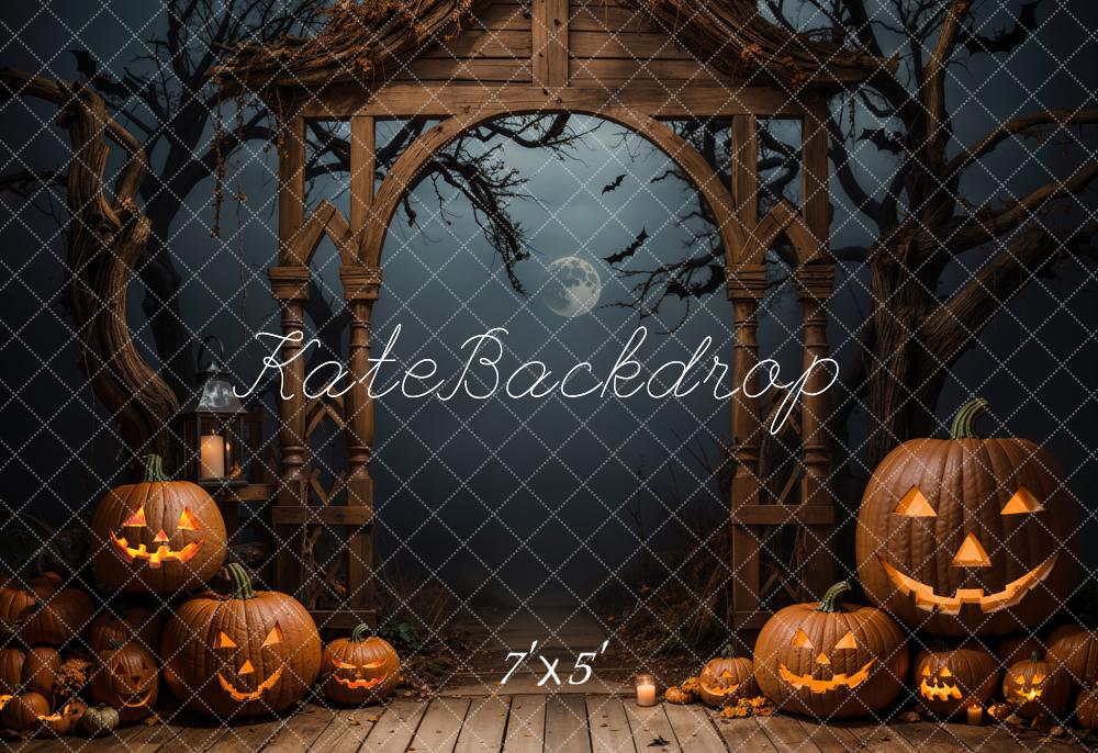 Kate Halloween Dark Pumpkin Arch Backdrop Designed by Emetselch - Kate Backdrop AU