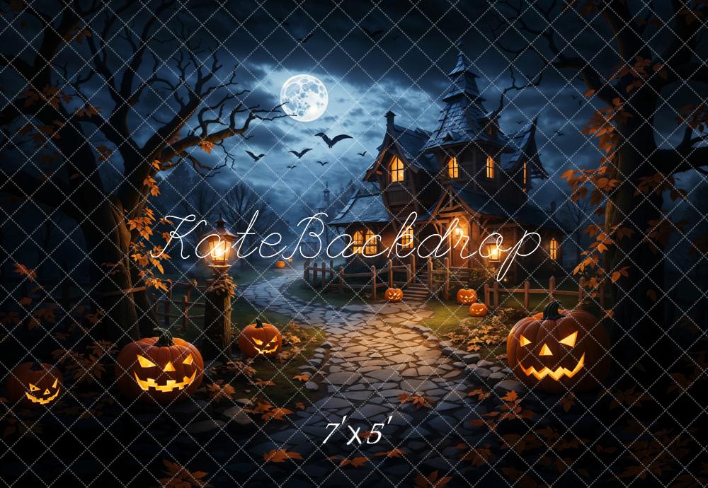 Kate Halloween Backdrop Pumpkin Magic Dark Forest Castle Designed by Emetselch - Kate Backdrop AU