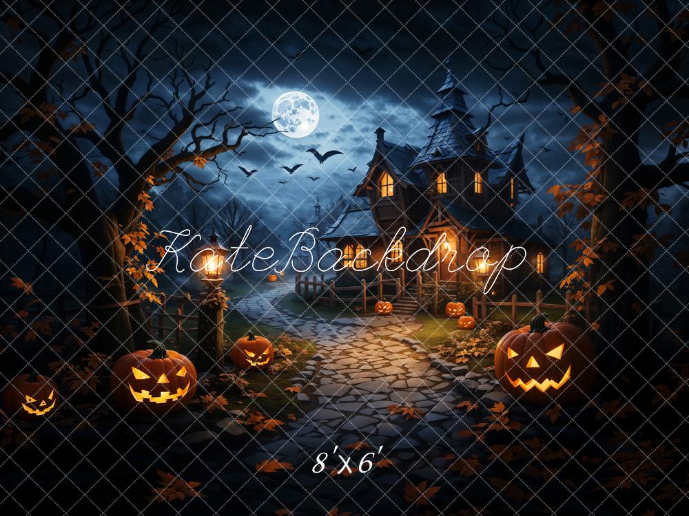 Kate Halloween Backdrop Pumpkin Magic Dark Forest Castle Designed by Emetselch - Kate Backdrop AU