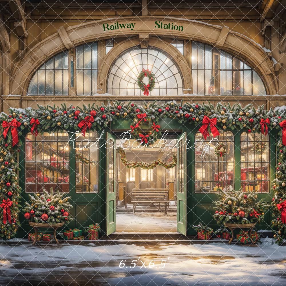 Kate Christmas Railway Station Backdrop Designed by Emetselch - Kate Backdrop AU