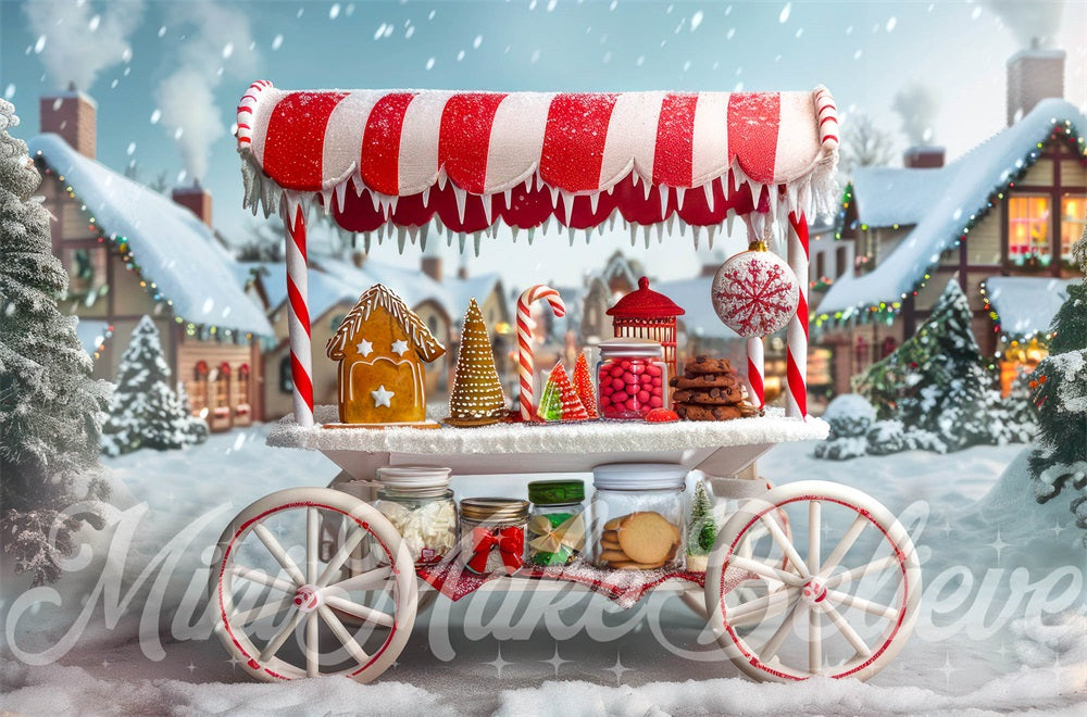 Kate Christmas Backdrop Gingerbread Candy Stand Cart Designed by Mini MakeBelieve - Kate Backdrop AU