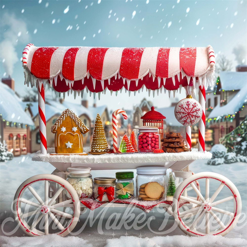 Kate Christmas Backdrop Gingerbread Candy Stand Cart Designed by Mini MakeBelieve - Kate Backdrop AU