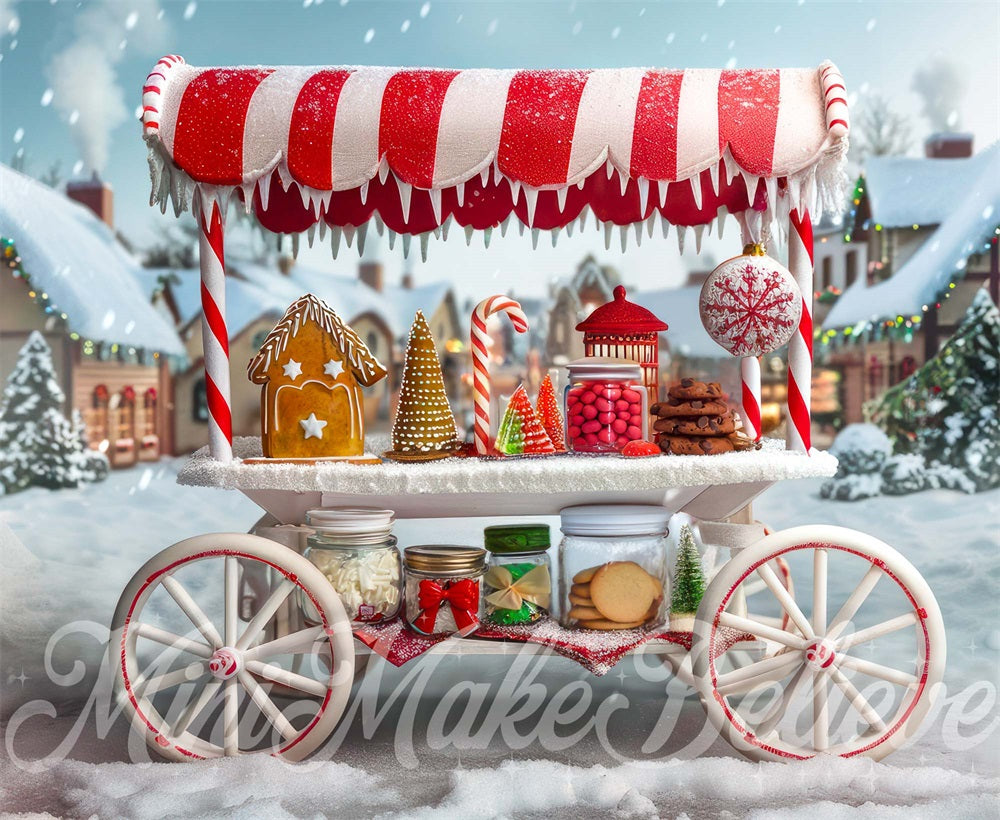 Kate Christmas Backdrop Gingerbread Candy Stand Cart Designed by Mini MakeBelieve - Kate Backdrop AU