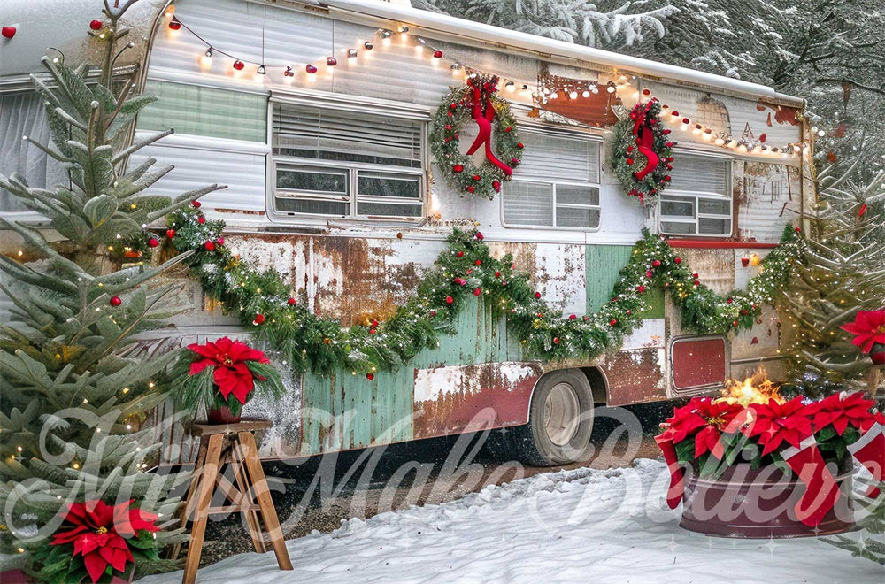 Kate Christmas Dingy RV Scene Backdrop Designed by Mini MakeBelieve - Kate Backdrop AU