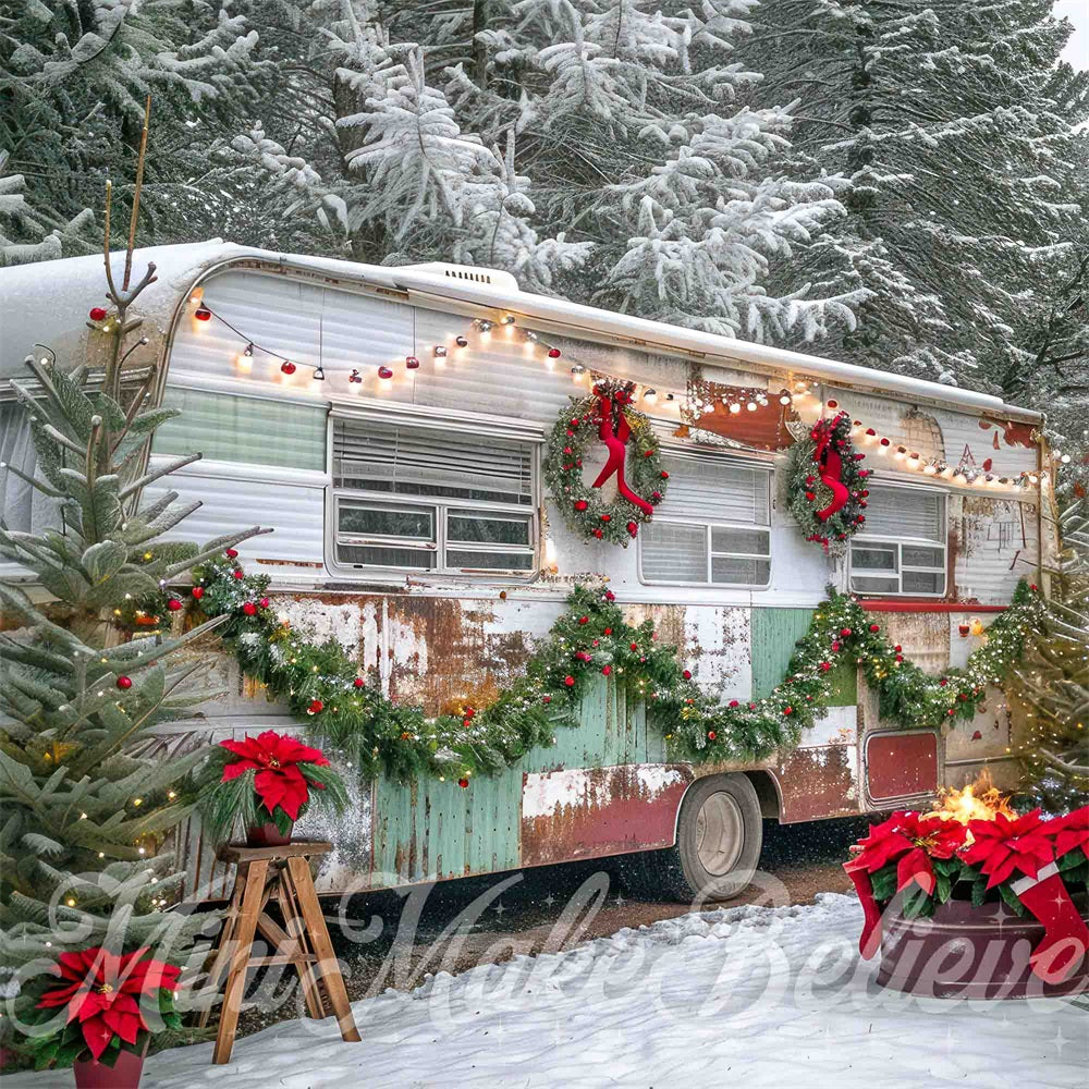 Kate Christmas Dingy RV Scene Backdrop Designed by Mini MakeBelieve - Kate Backdrop AU