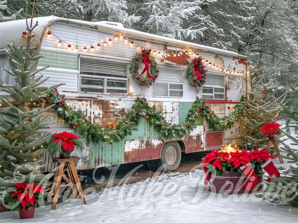Kate Christmas Dingy RV Scene Backdrop Designed by Mini MakeBelieve - Kate Backdrop AU
