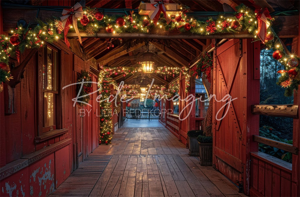 Kate Christmas Covered Bridge Backdrop Designed by Lidia Redekopp - Kate Backdrop AU