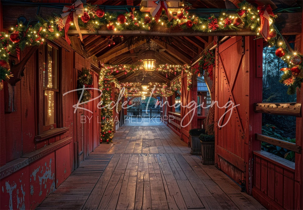 Kate Christmas Covered Bridge Backdrop Designed by Lidia Redekopp - Kate Backdrop AU