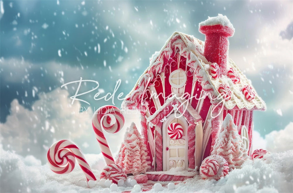 Kate Peppermint Candy House Backdrop Path Christmas Designed by Lidia Redekopp - Kate Backdrop AU