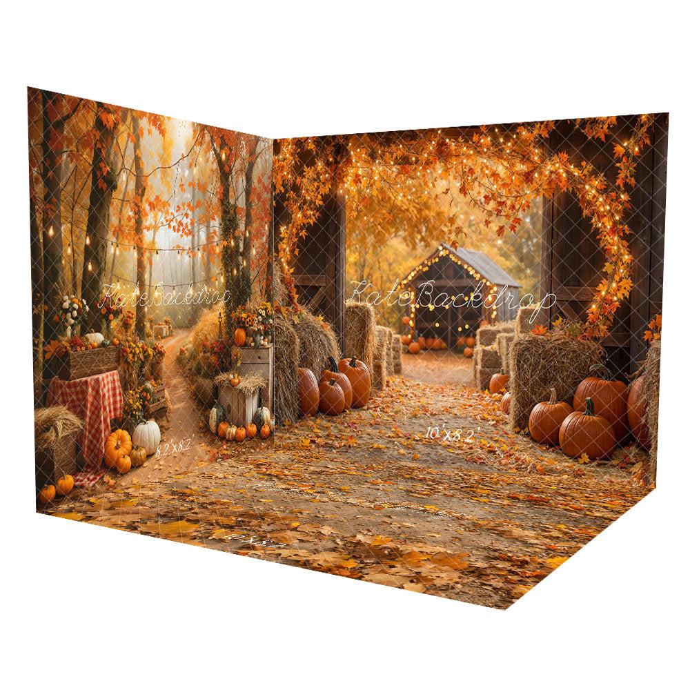 Kate Autumn Outdoor Maple Forest Barn Pumpkin Room Set(8ftx8ft&10ftx8ft&8ftx10ft)