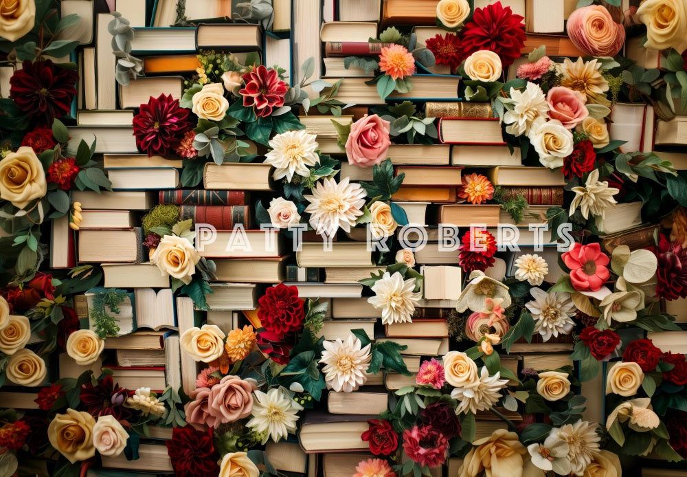 Kate Books Flowers Wall Backdrop Designed by Patty Robert - Kate Backdrop AU