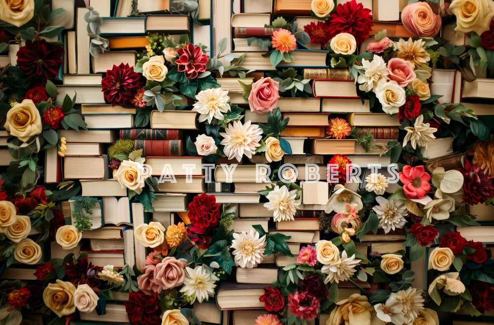 Kate Books Flowers Wall Backdrop Designed by Patty Robert - Kate Backdrop AU