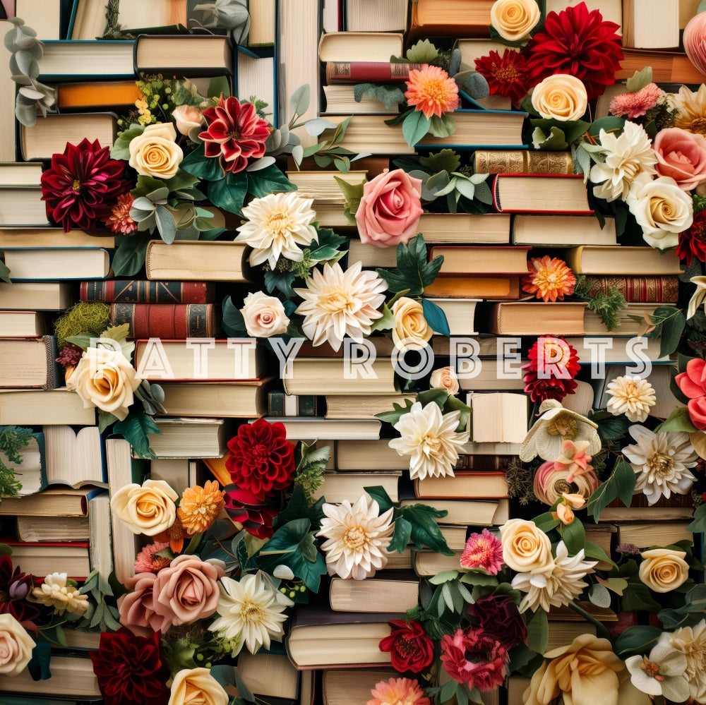 Kate Books Flowers Wall Backdrop Designed by Patty Robert - Kate Backdrop AU