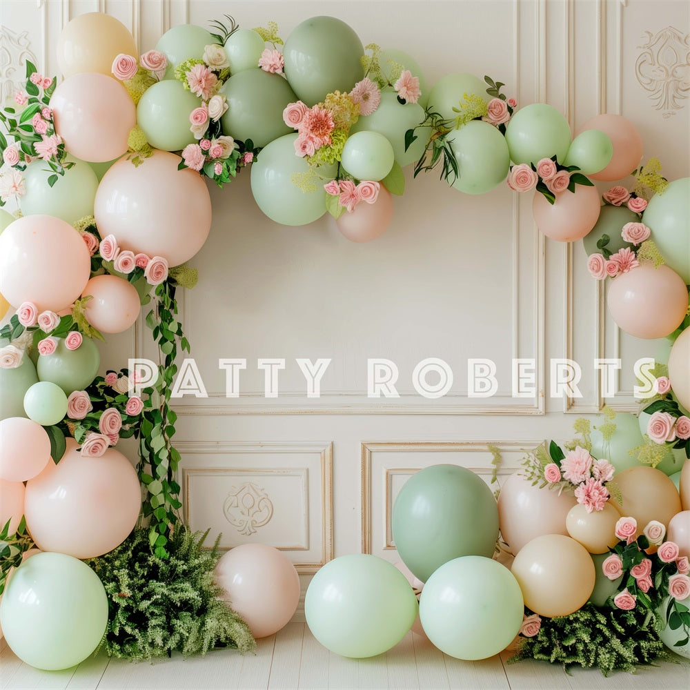 Kate Green Balloons Roses Backdrop Spring Designed by Patty Robert - Kate Backdrop AU