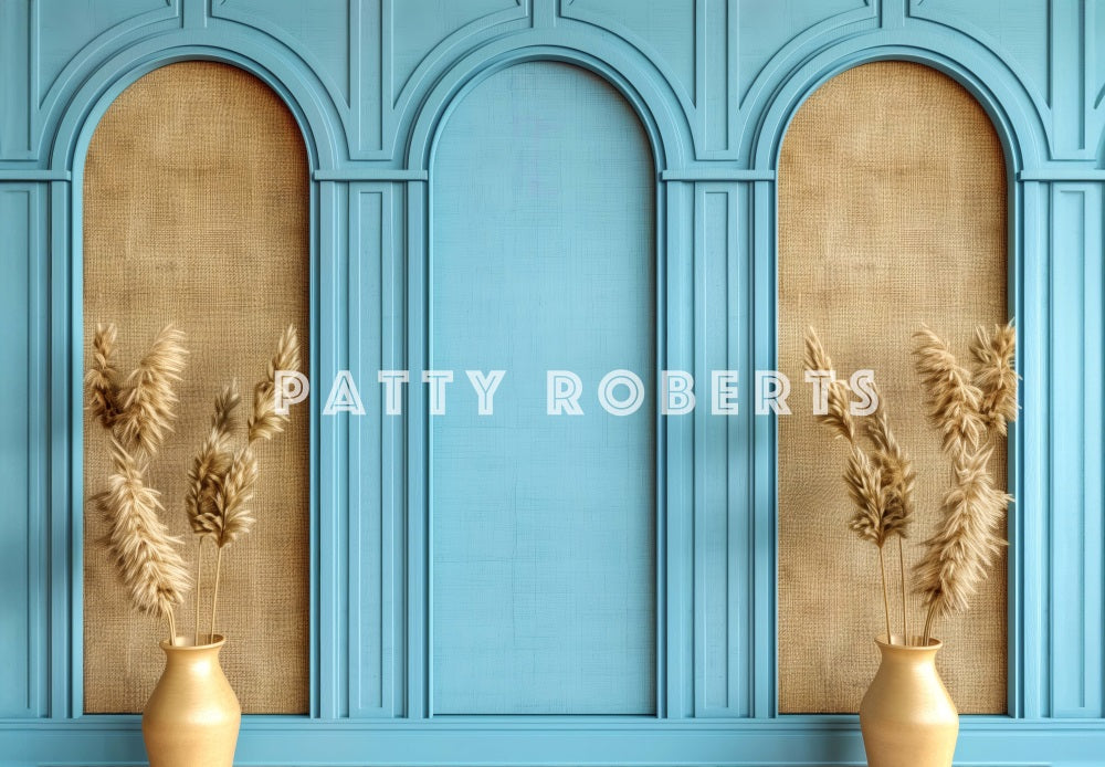 Kate Blue Panel Wall Pampass Backdrop Designed by Patty Robert - Kate Backdrop AU