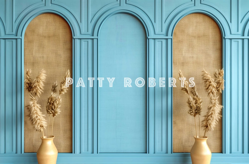Kate Blue Panel Wall Pampass Backdrop Designed by Patty Robert - Kate Backdrop AU