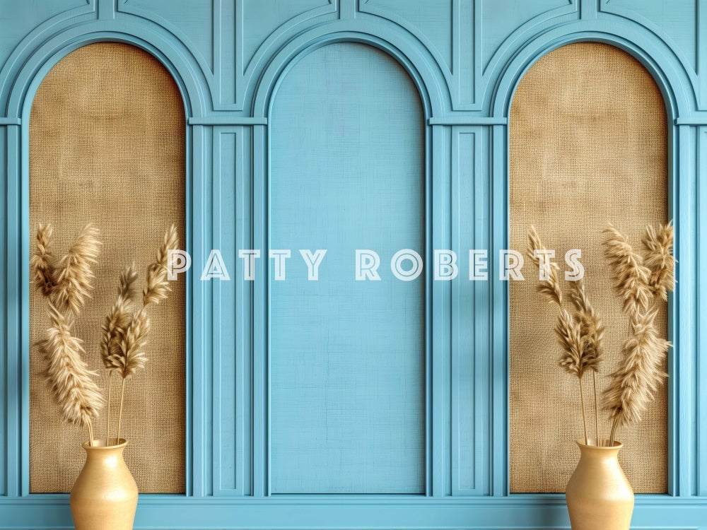 Kate Blue Panel Wall Pampass Backdrop Designed by Patty Robert - Kate Backdrop AU