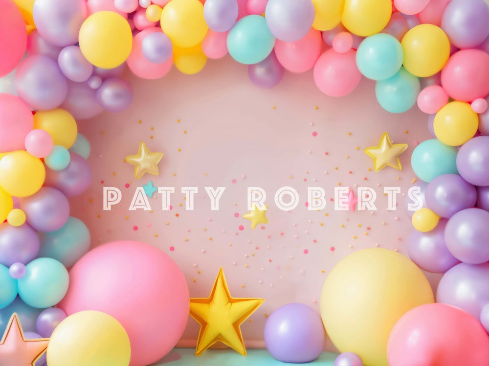 Kate Pink Cake Smash Balloon Arch Backdrop Designed by Patty Robert - Kate Backdrop AU