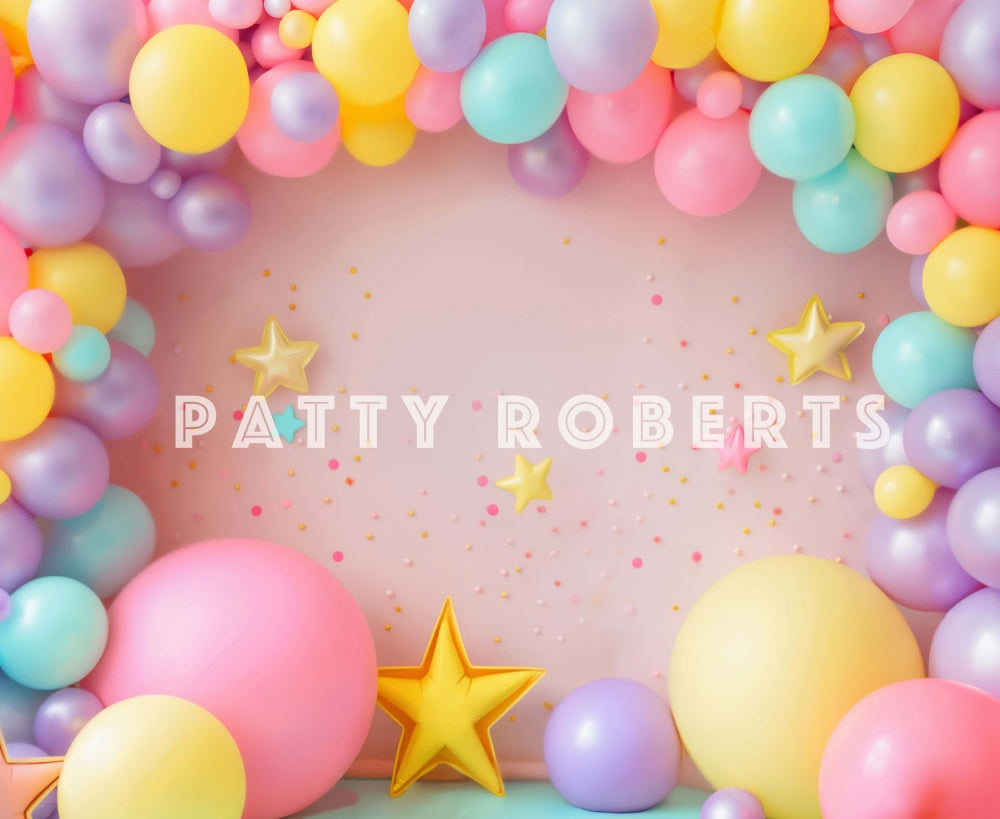 Kate Pink Cake Smash Balloon Arch Backdrop Designed by Patty Robert - Kate Backdrop AU
