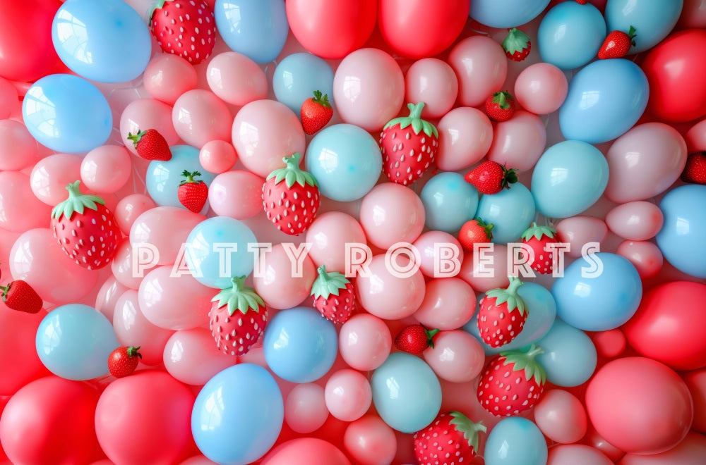 Kate Strawberry Pink Balloons Wall Backdrop Designed by Patty Robert - Kate Backdrop AU