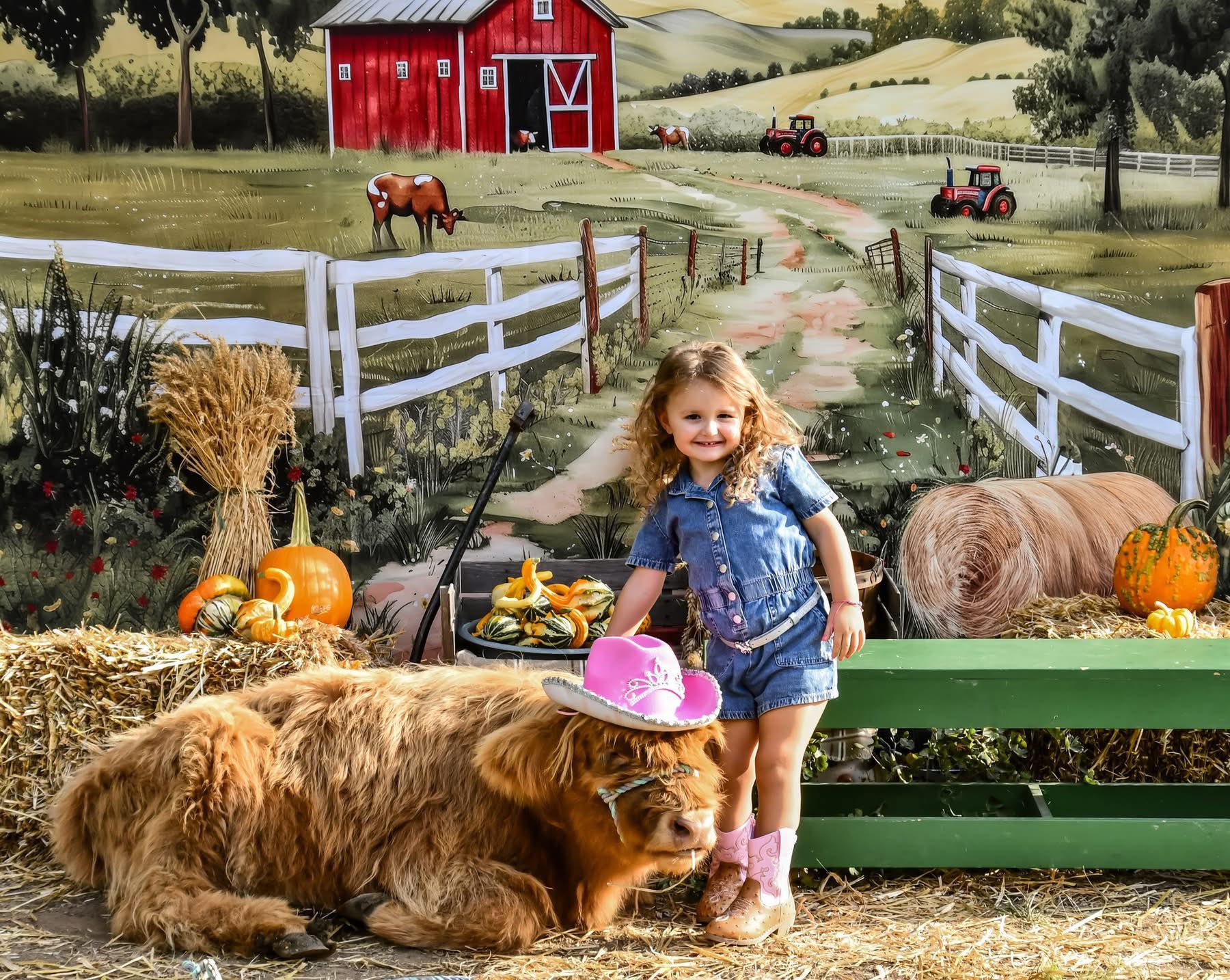 Kate Countryside Barn Hay Bale Farm Road Backdrop Designed by Patty Roberts